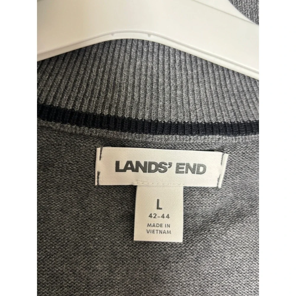 Lands' End Mens Gray Quarter-Zip Mock Neck Pullover‎ Sweater Large 42-44